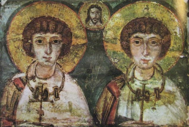 Saints Serge and Bacchus being united by Christ